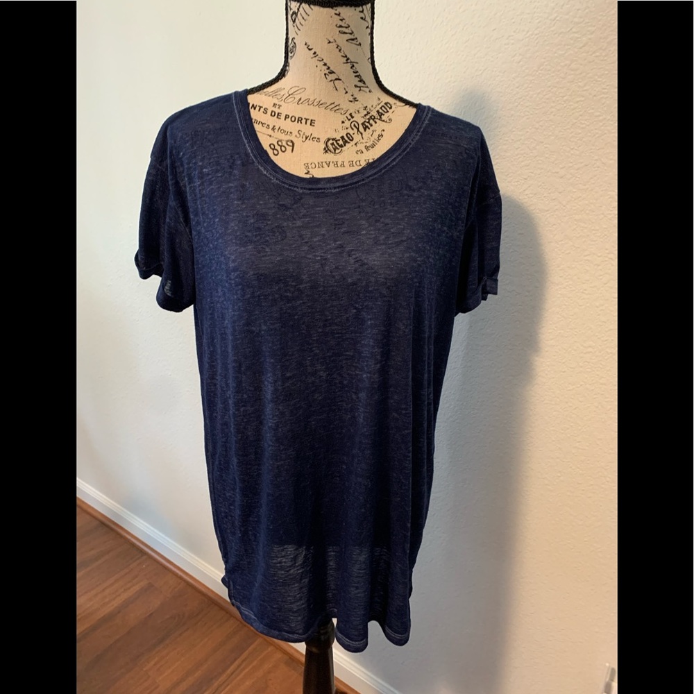 Woman’s Faded Blue Color Sheer T-Shirt